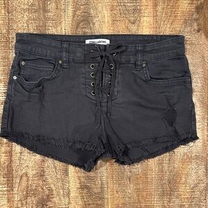 Billabong Black Distressed Lace-Up Jean Cut-Off Shorts